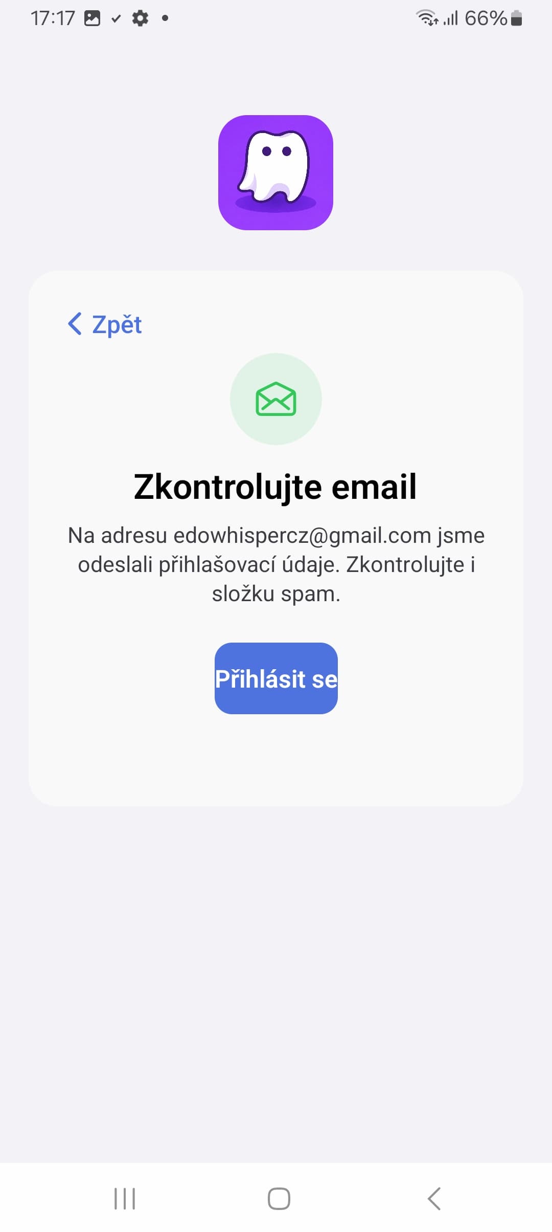 Obrazovka Zkontrolujte email
