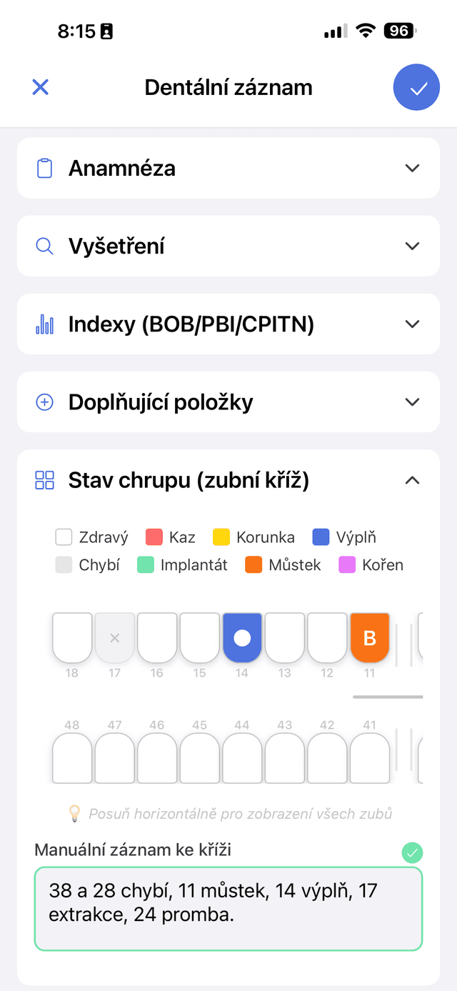 EDOWhisper - Dentální záznam